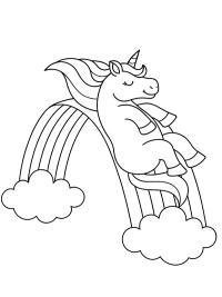 Unicornio deslizándose sobre el arcoíris