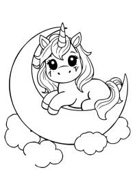Unicornio durmiendo sobre la luna