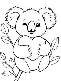 Koala kawaii sosteniendo un corazón