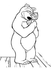 Mishka el oso abraza a Masha