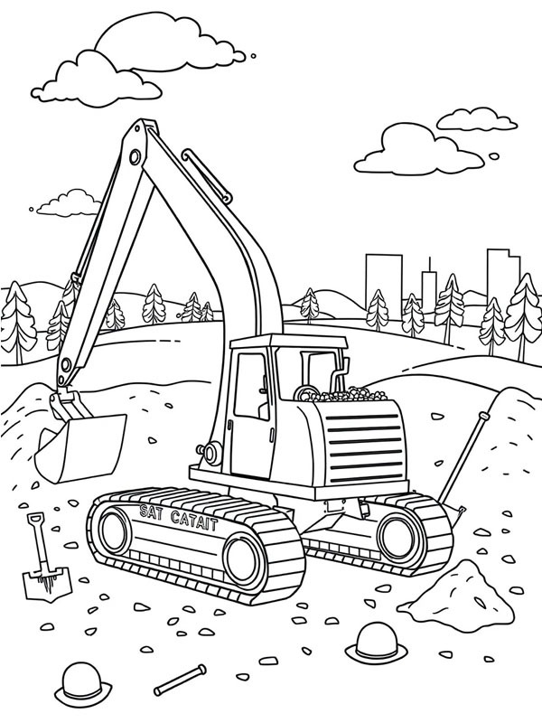 Dibujo de Excavadora Caterpillar para Colorear