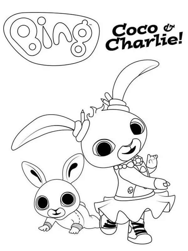 Dibujo de Coco y Charlie para Colorear