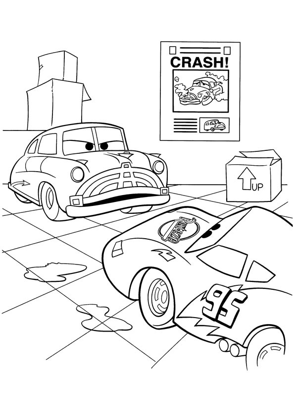 Dibujo de Doc Hudson y Lightning McQueen para Colorear