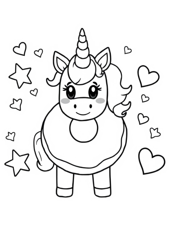 Dibujo de Donut de unicornio para Colorear