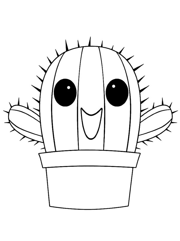 Dibujo de Cactus kawaii para Colorear