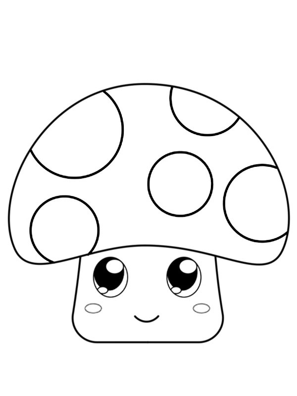 Dibujo de Hongo kawaii para Colorear