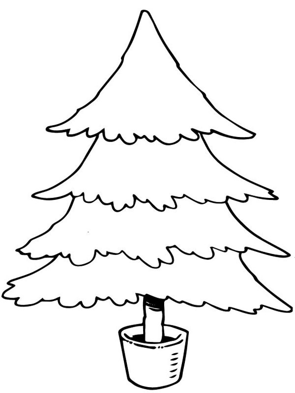 Dibujo de Árbol de Navidad en maceta para Colorear