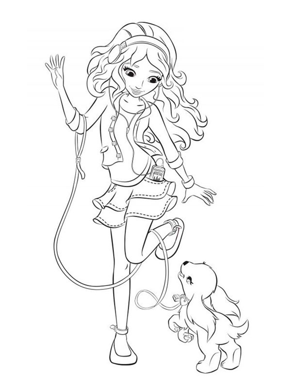 Dibujo de Stephanie y el perro Dash (Lego Friends) para Colorear