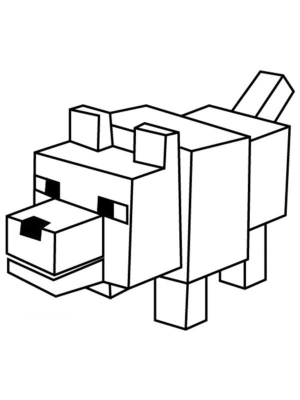 Dibujo de Minecraft Lobo para Colorear