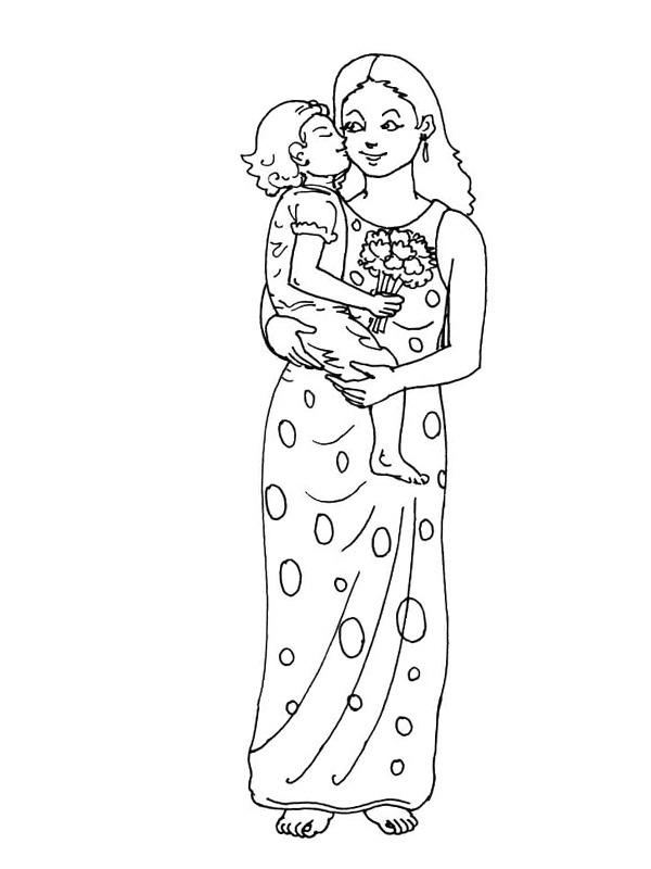 Dibujo de madre e hija para Colorear