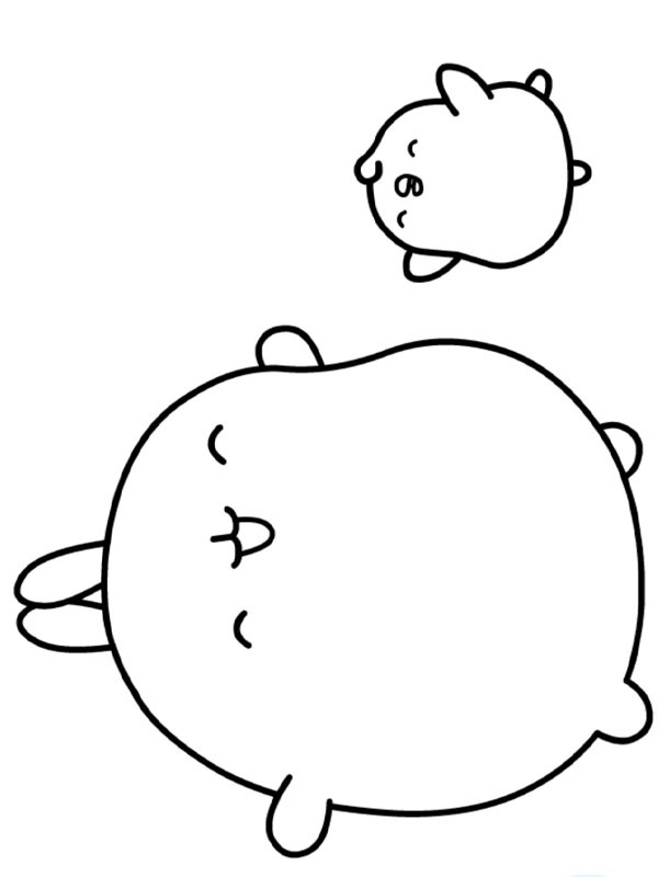 Dibujo de Molang y Piu Piu para Colorear