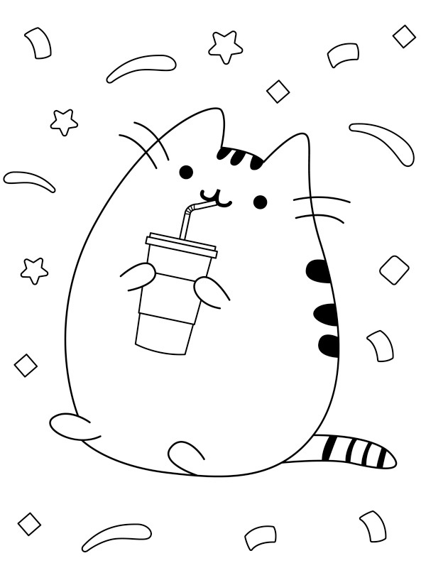 Dibujo de Pusheen bebe batido para Colorear