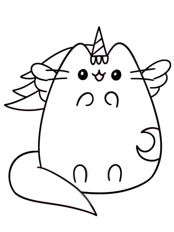 Dibujo de Pusheen como unicornio para Colorear