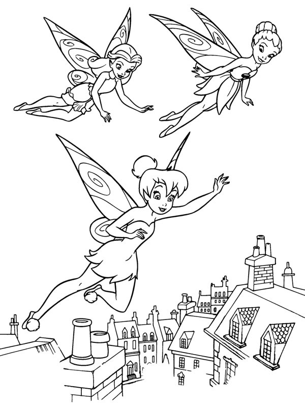 Dibujo de Rosetta, Iridessa y Tinker Bell para Colorear