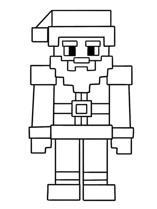 Dibujo de Papá Noel Minecraft para Colorear