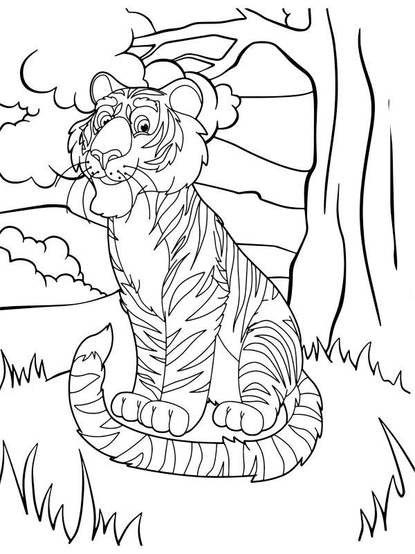 Dibujo de lindo tigre para Colorear