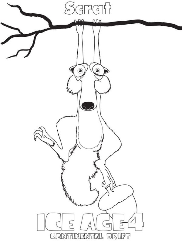 Dibujo de Scrat Ice Age 4 para Colorear