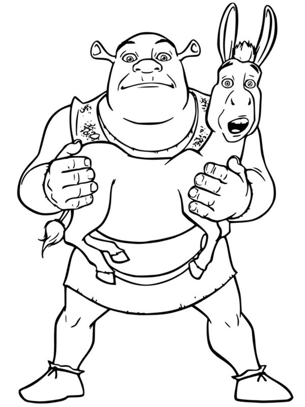 Dibujo de Shrek y Burro para Colorear