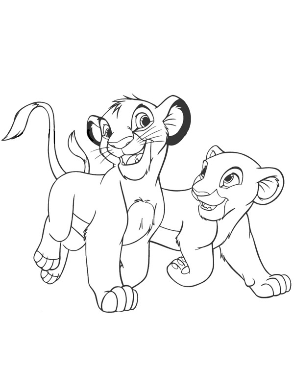 Dibujo de Simba y Nala para Colorear