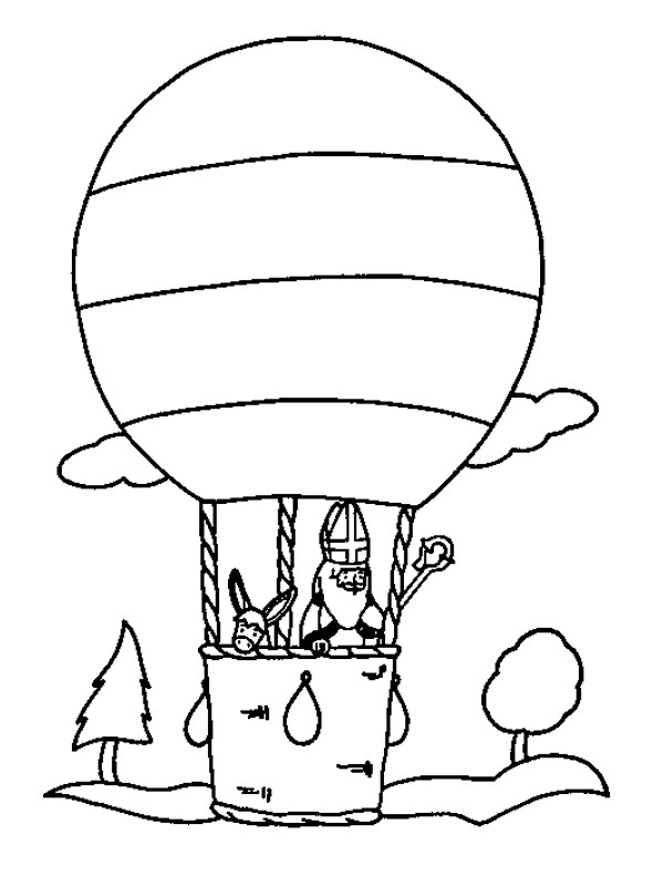 Dibujo de San Nicolas en globo para Colorear