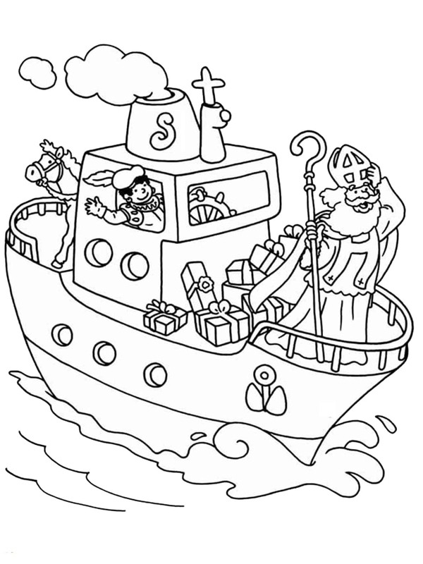 Dibujo de San Nicolas en el barco para Colorear