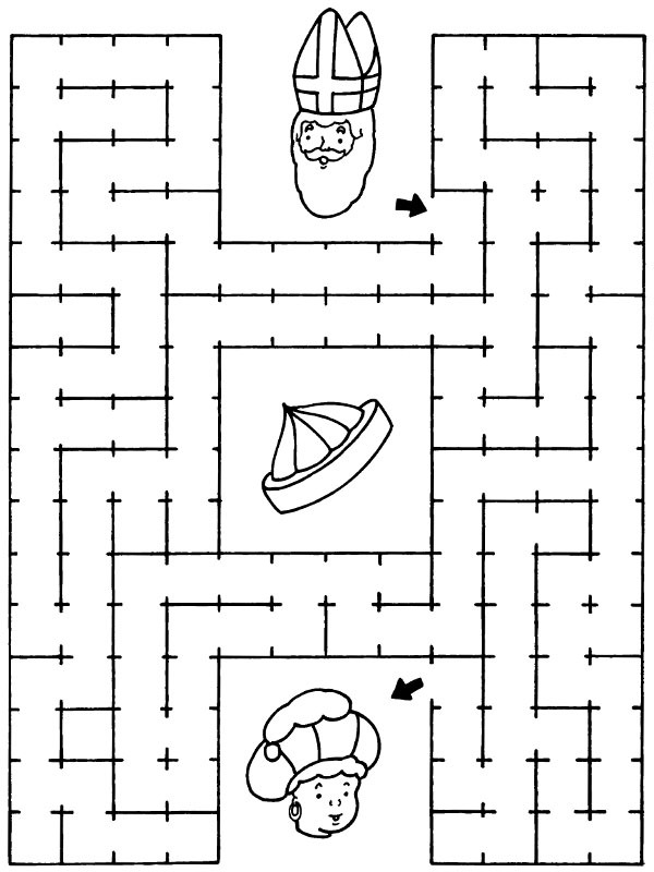 Dibujo de San Nicolas laberinto para Colorear