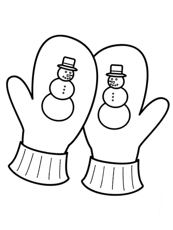 Dibujo de Guantes de muñeco de nieve para Colorear