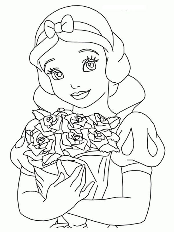 Dibujo de Blancanieves con rosas para Colorear