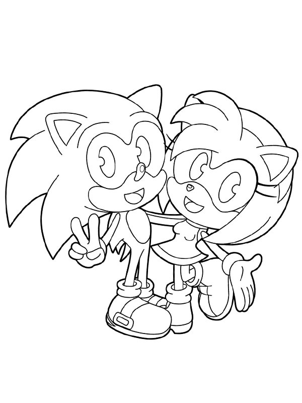 Dibujo de Sonic y Amy Rose para Colorear