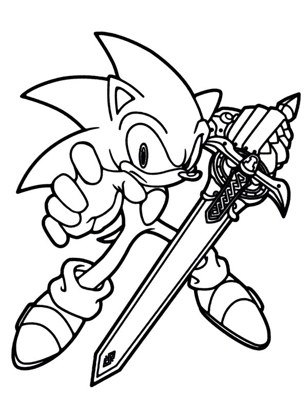 Dibujo de Sonic con espada caliburn para Colorear