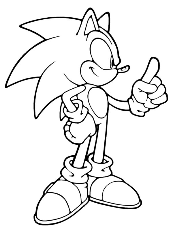 Dibujo de Sonic señala con el dedo para Colorear