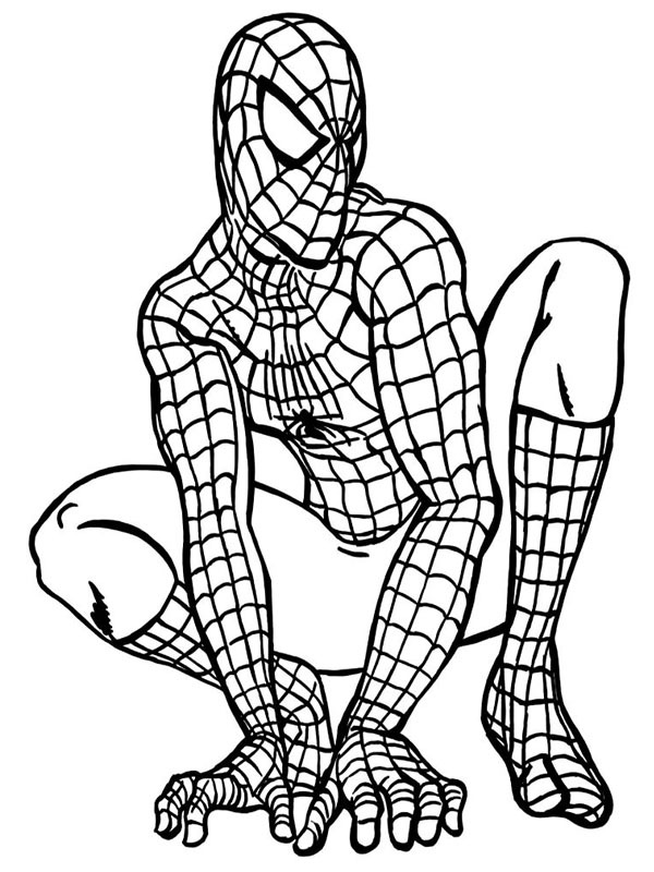 Dibujo de Spiderman agachado para Colorear