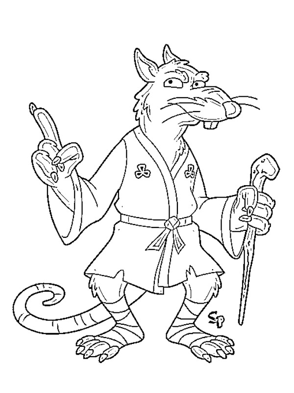 Dibujo de Splinter (Tortugas Ninja) para Colorear