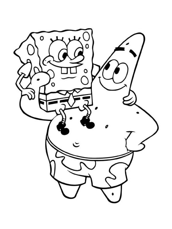 Dibujo de Bob Esponja sobre los hombros de Patricio para Colorear