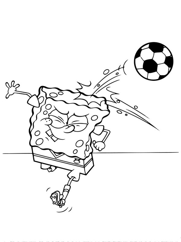 Dibujo de Bob Esponja juega al fútbol para Colorear