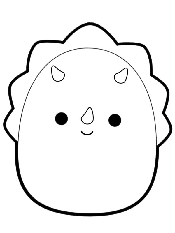 Dibujo de Squishmallows Tristan dinosaurus Triceratops para Colorear