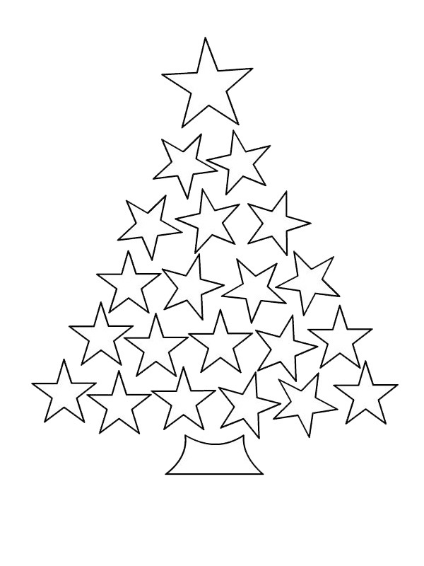 Dibujo de Árbol de Navidad de estrellas para Colorear