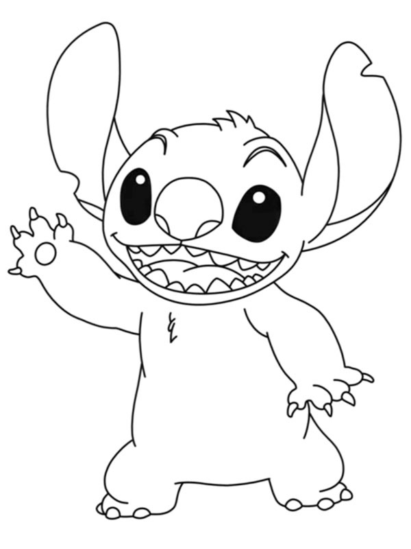 Dibujo de Stitch saluda para Colorear