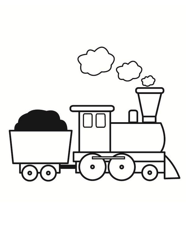 Dibujo de Locomotora de vapor con vagón para Colorear