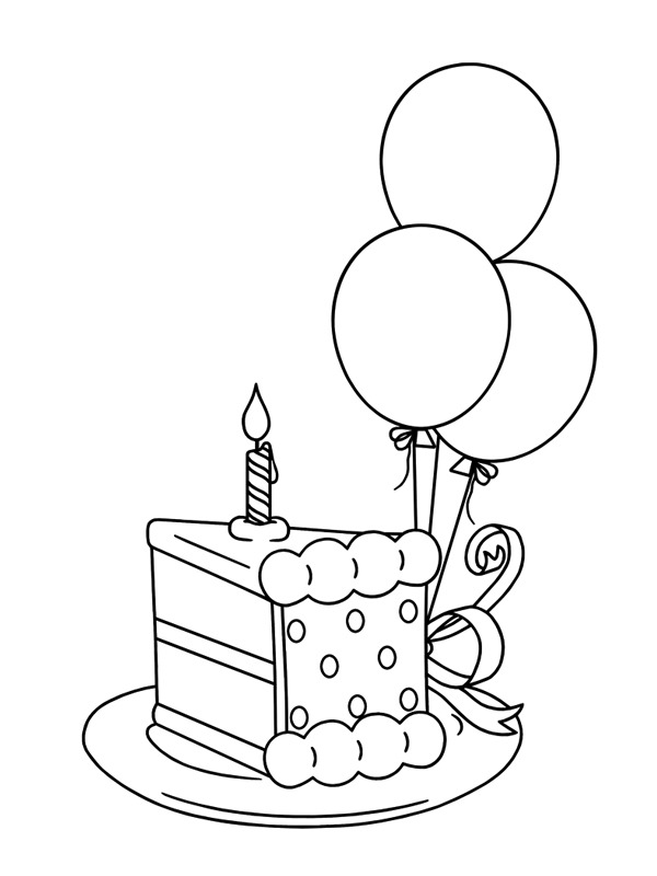 Dibujo de Tarta con globos para Colorear