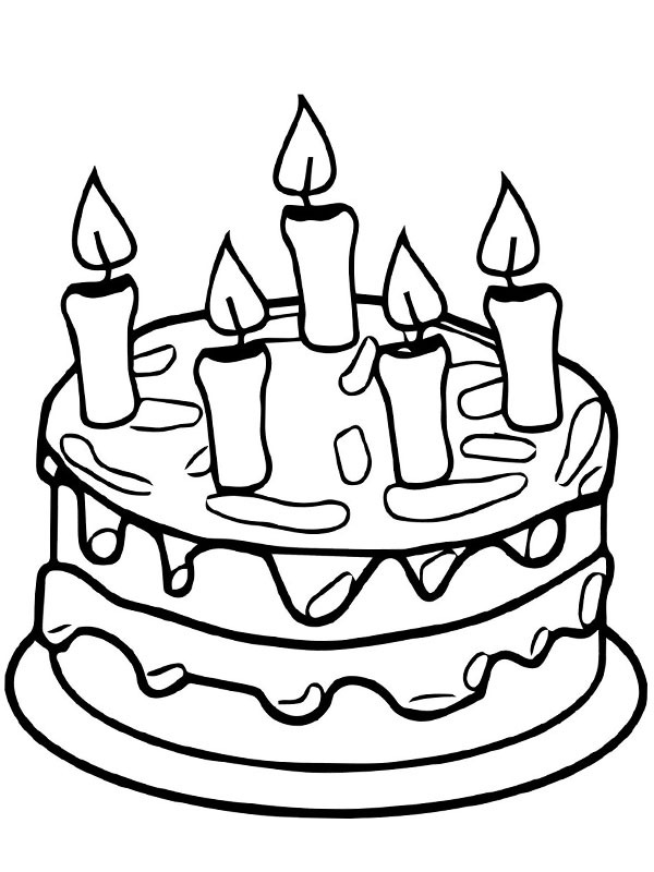 Dibujo de Tarta con velas para Colorear