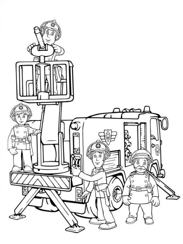 Dibujo de Equipo Bombero Sam para Colorear