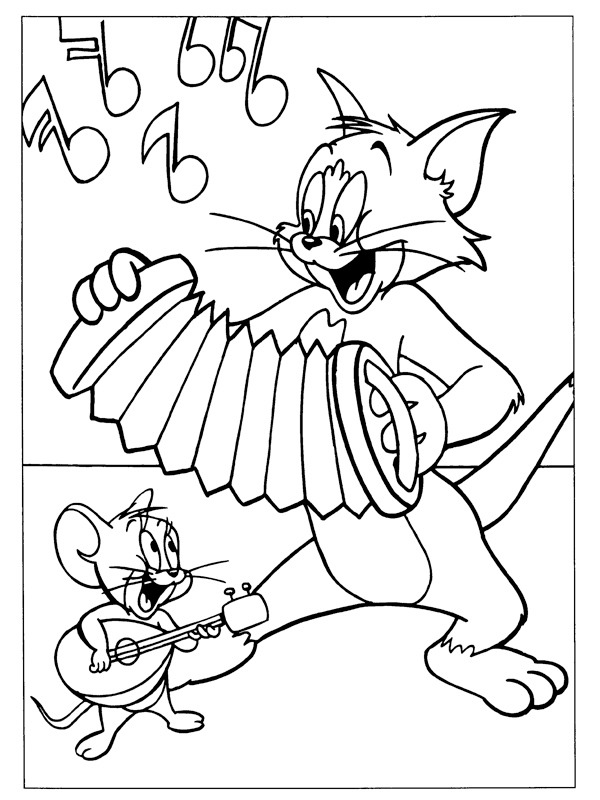Dibujo de Tom y Jerry hacen música para Colorear