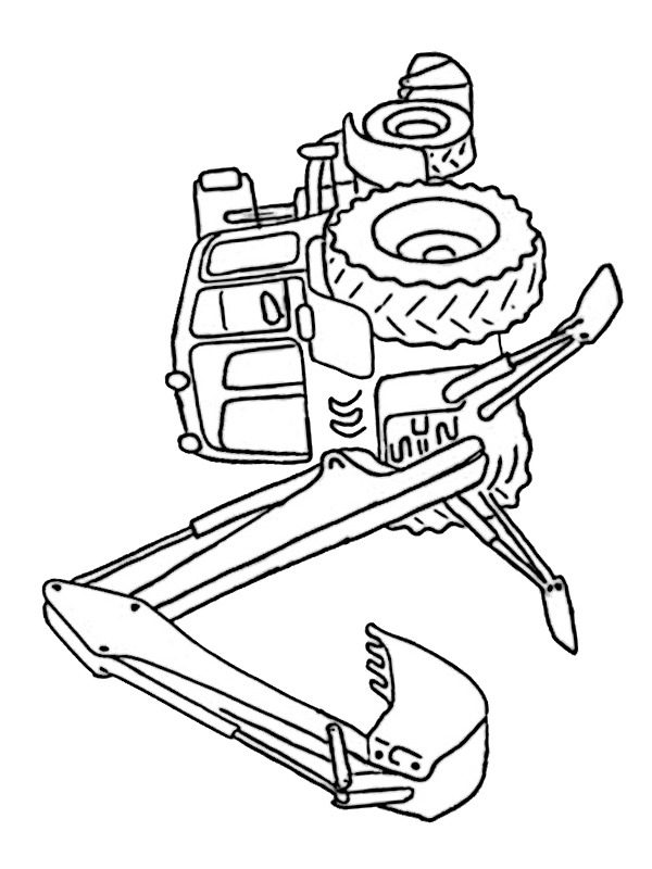 Dibujo de Tractor excavadora para Colorear