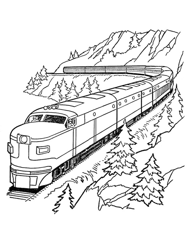 Dibujo de Tren en las montañas para Colorear