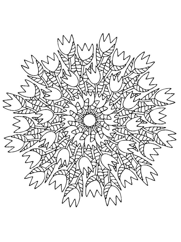 Dibujo de Mandala de tulipanes para Colorear