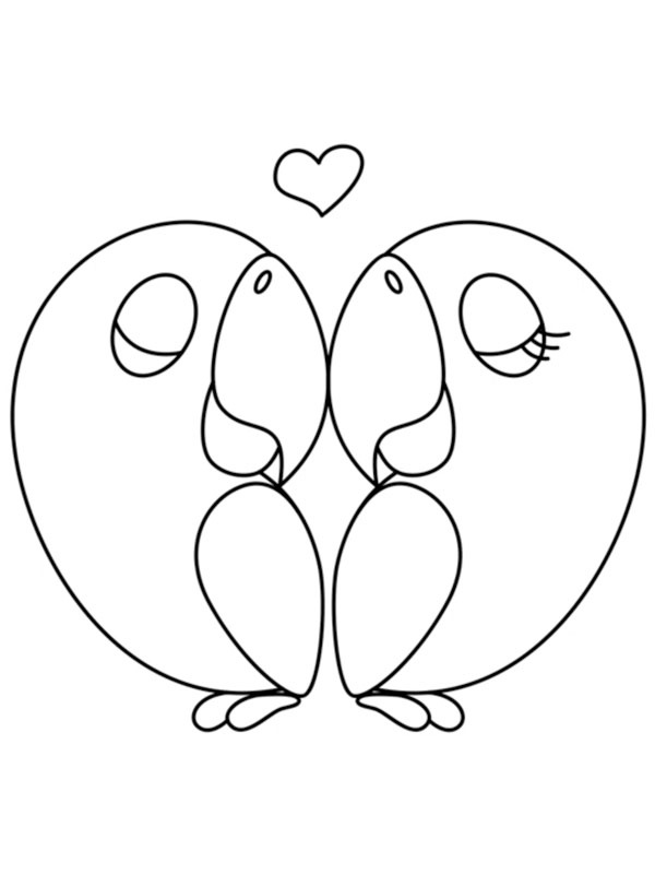 Dibujo de Pájaros enamorados para Colorear