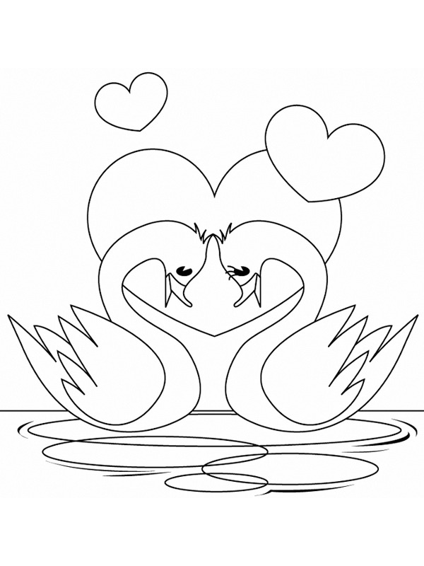 Dibujo de Cisnes enamorados para Colorear