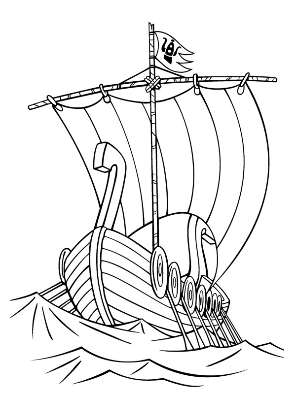 Dibujo de barco vikingo drakkar para Colorear