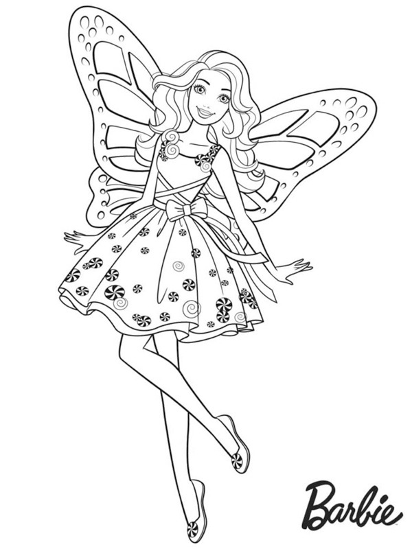 Dibujo de Mariposa barbie para Colorear